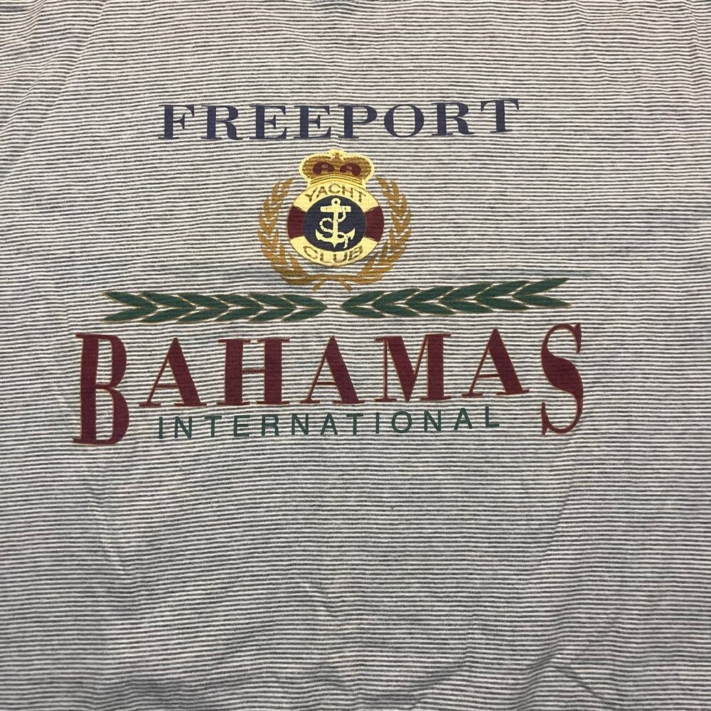 Vintage Men’s Large Kingstree Classic Freeport Bahamas Yacht Club Strip T-Shirt‎